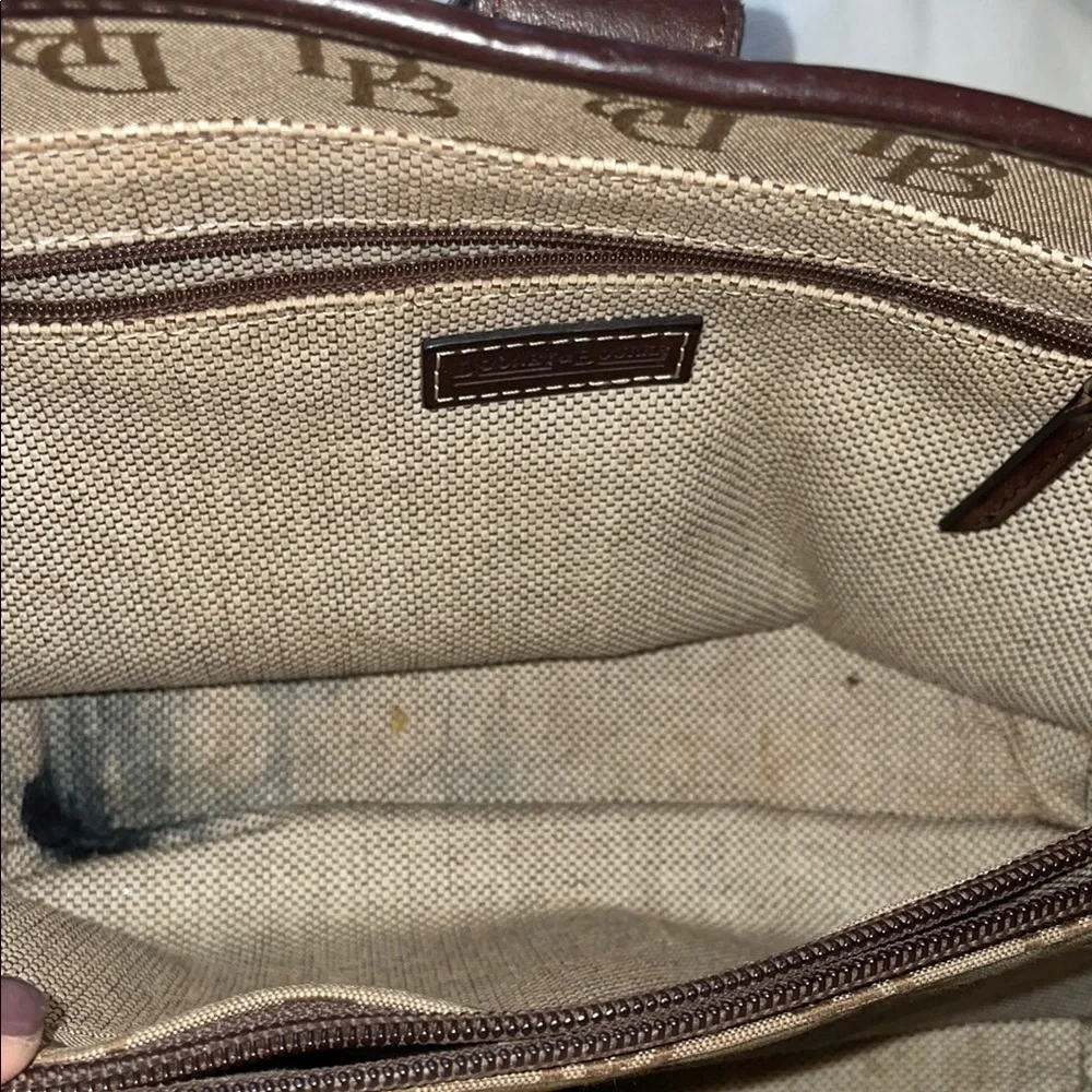Dooney & Bourke Brown Satchel with Structured Shape and Monogram Pattern - Picture 9 of 13